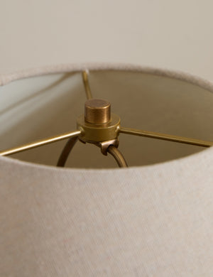 Close up of the shade of the Alta fluted ceramic base table lamp by Heidi Caillier