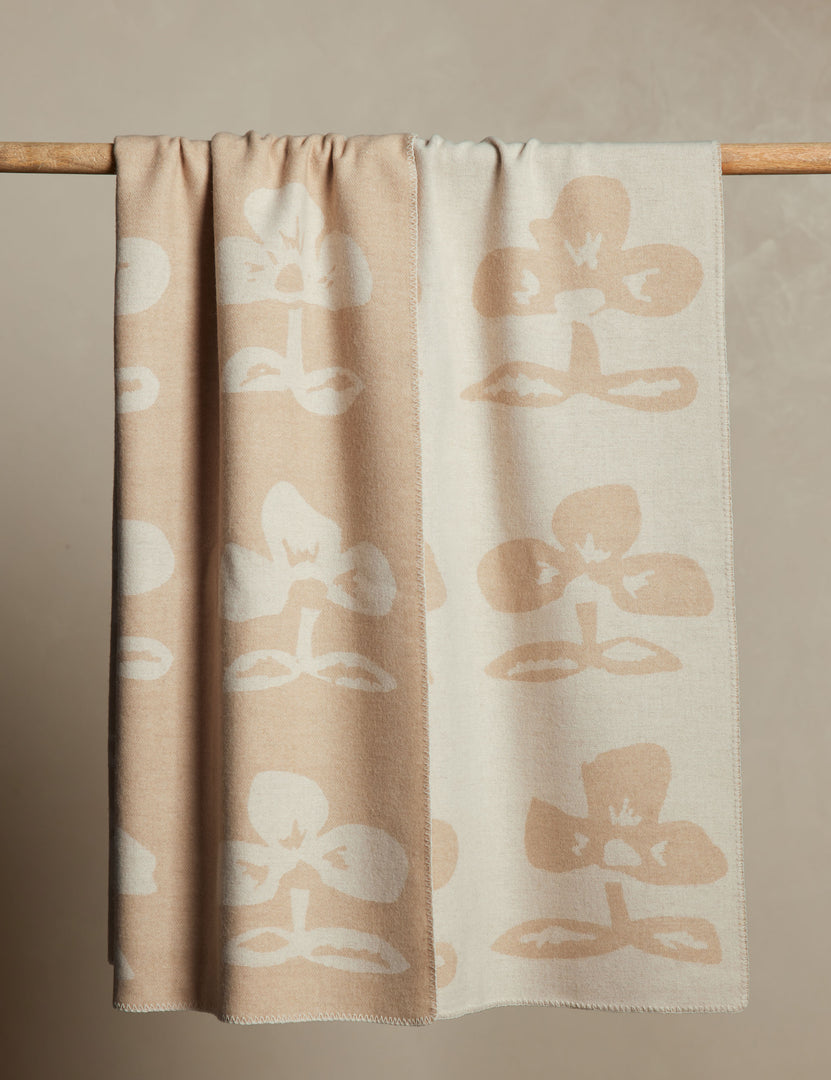 #color::ivory-and-beige | Apila floral pattern wool throw blanket hanging