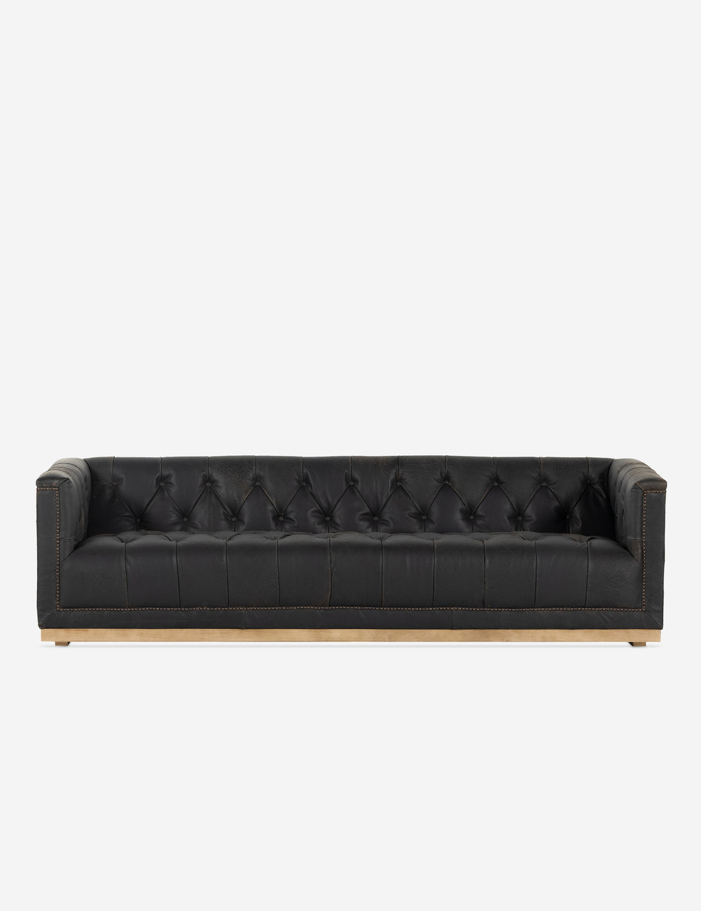 Afia Leather Sofa, Distressed Black by Lulu and Georgia