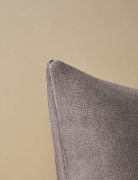#color::warm-gray #style::square #fill type::with-feather-down-insert  #fill type::pillow-cover-only |   Corner of Charlotte Warm Gray Square Velvet Pillow