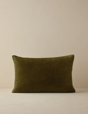 Charlotte Olive Green Lumbar Velvet Pillow
