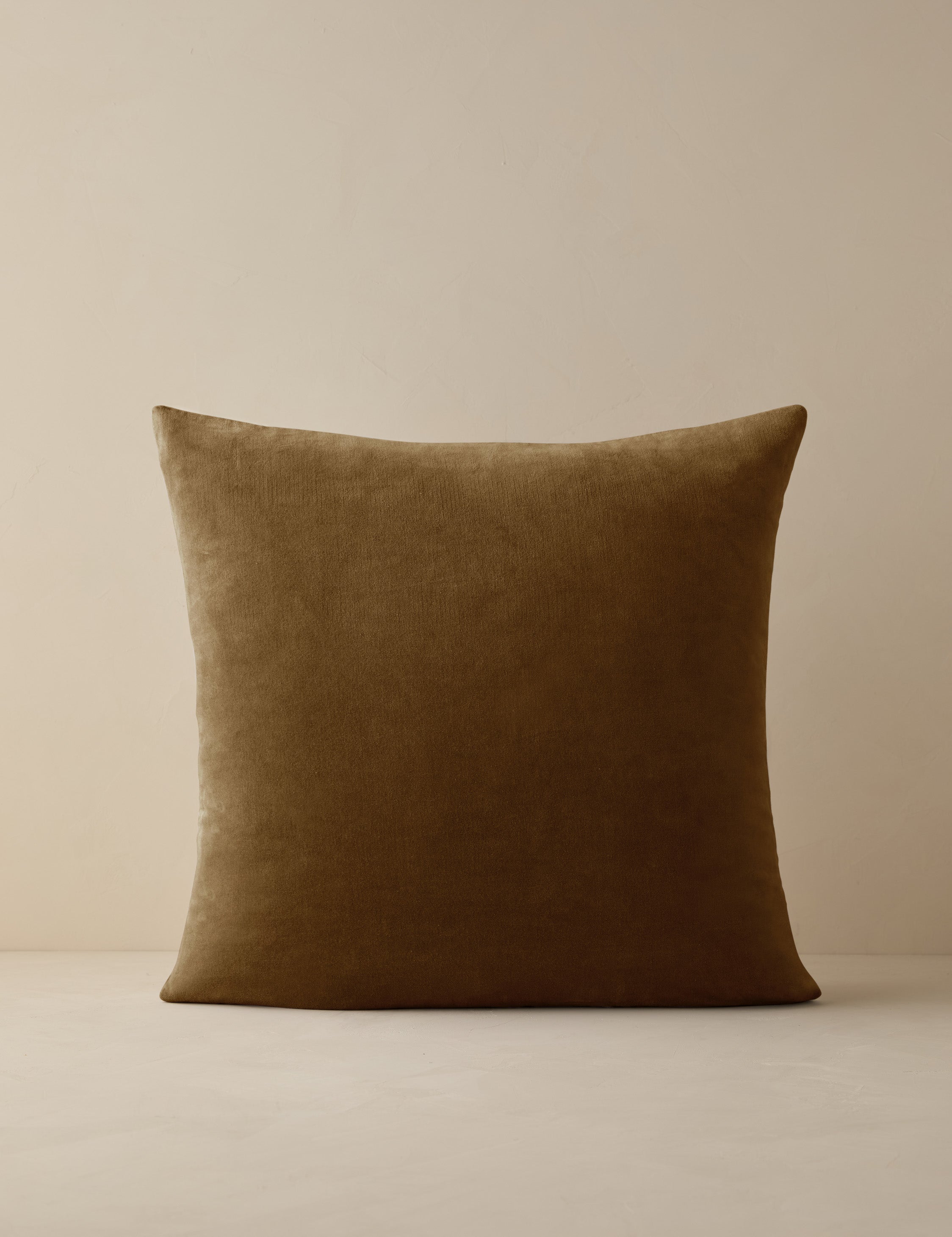 #color::toast #style::square #fill type::with-feather-down-insert  #fill type::pillow-cover-only |   Charlotte Toast Brown Square Velvet Pillow