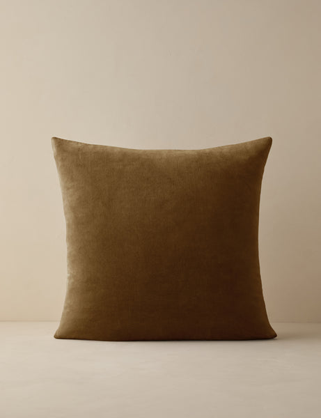 #color::toast #style::square #fill type::with-feather-down-insert  #fill type::pillow-cover-only |   Charlotte Toast Brown Square Velvet Pillow