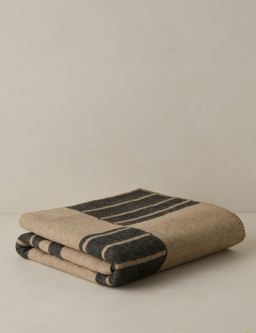 #color::black-and-beige | Checkered wool throw blanket in black and beige