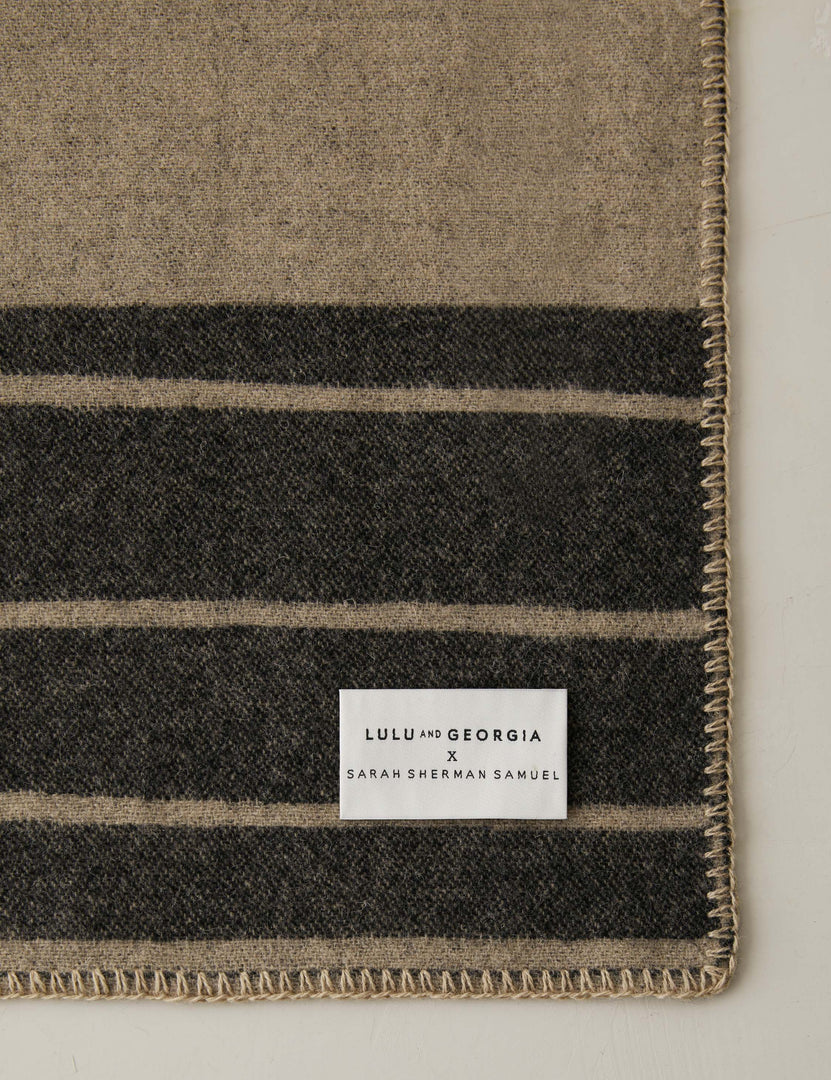 #color::black-and-beige | Corner of the Checkered wool throw blanket in black and beige
