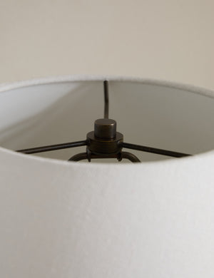 Close up of the Delfina lug handle glazed ceramic table lamp by Heidi Caillier