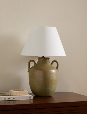 Delfina lug handle glazed ceramic table lamp by Heidi Caillier