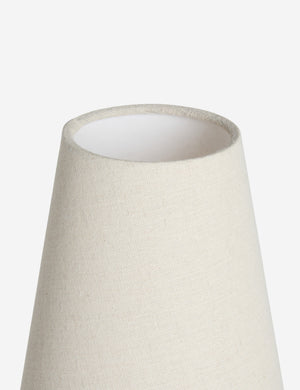 Close up view of the shade of the Familia slim 3-tapered shade floor lamp by Aimee Song