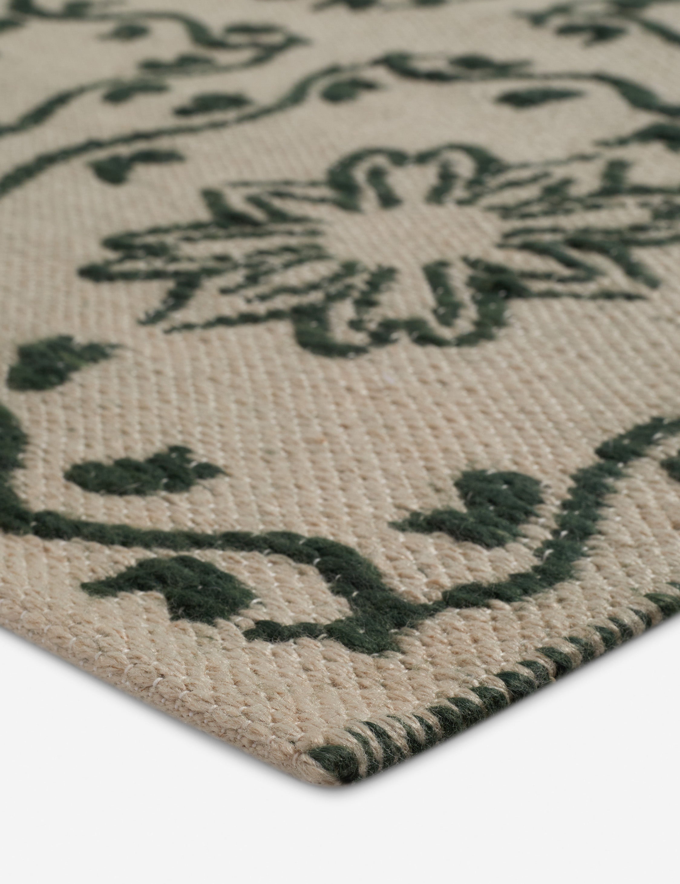 Halstead Indoor / Outdoor Rug Swatch, Ivory and Emerald