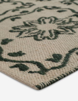 Halstead Indoor / Outdoor Rug Swatch, Ivory and Emerald