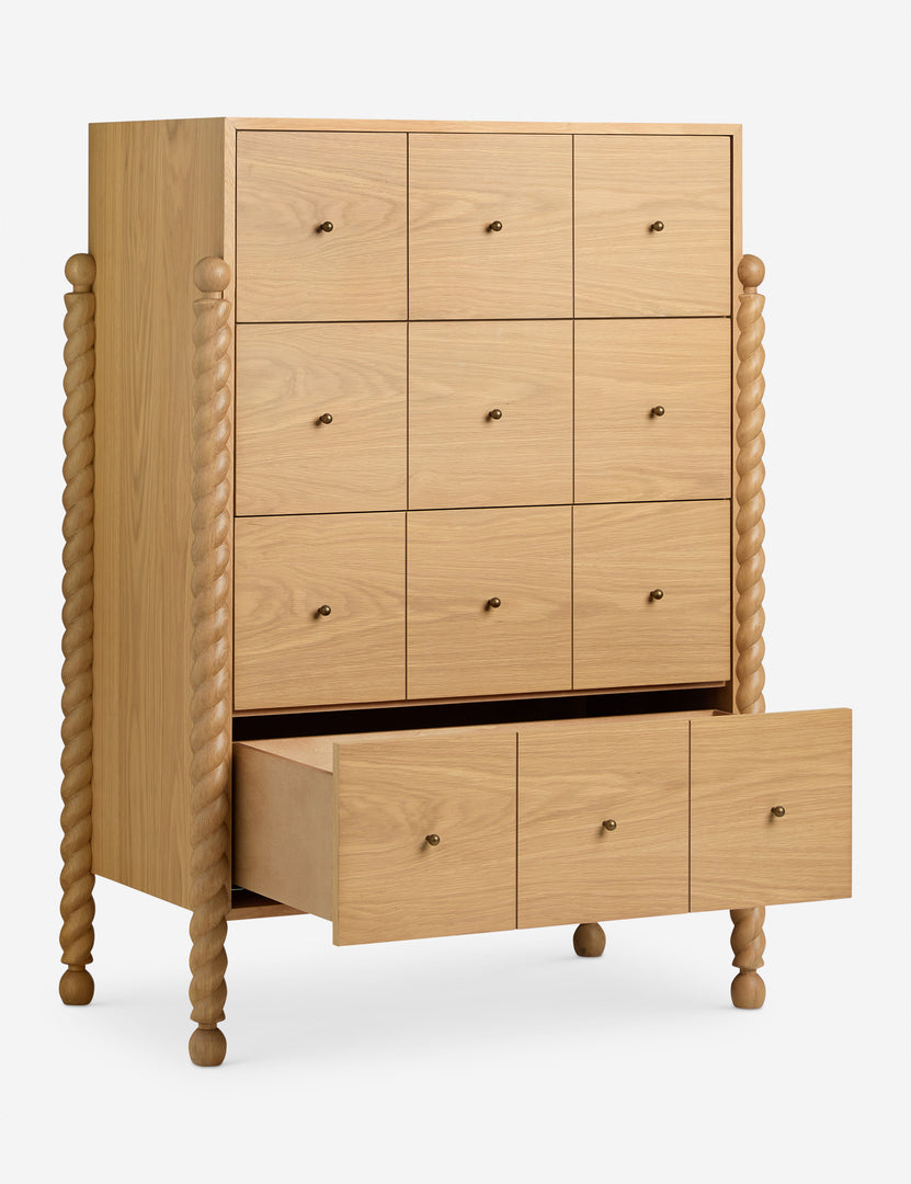 tall slim dresser Basilea 5 Drawers Dresser, Pull Out System, Blue Natural Oak narrow profile makes this classic dresser essential for smaller spaces Manhattan Comfort Granville Tall 23.62