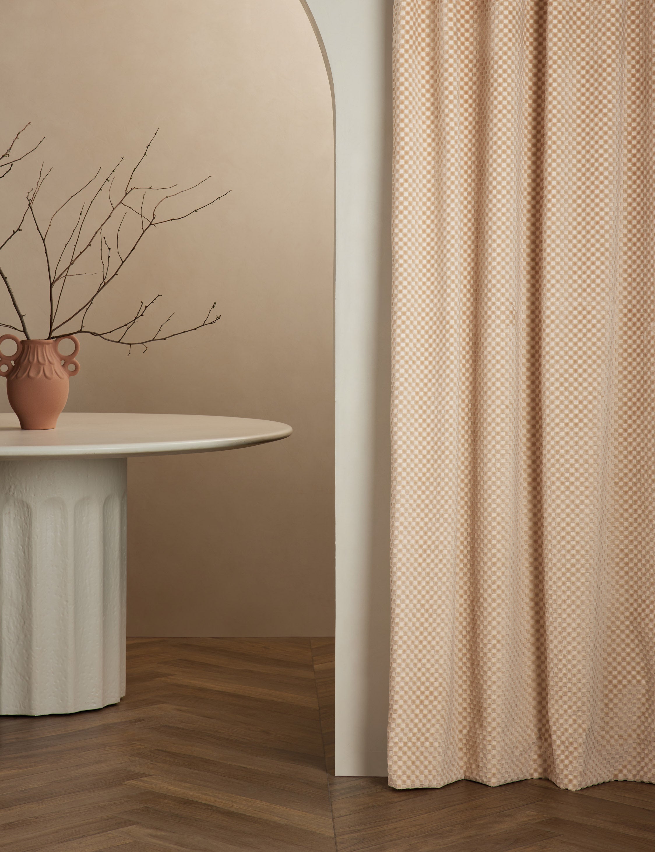 Hi-Lo Checker Velvet Curtain Panel - Thumbnail 2