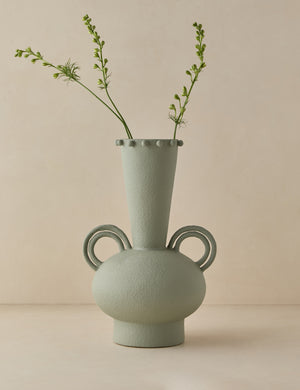 Idra tall round handle ceramic vase by Aimee Song