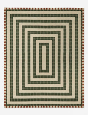 Kirst Indoor / Outdoor Rug Swatch, Ivory and Emerald
