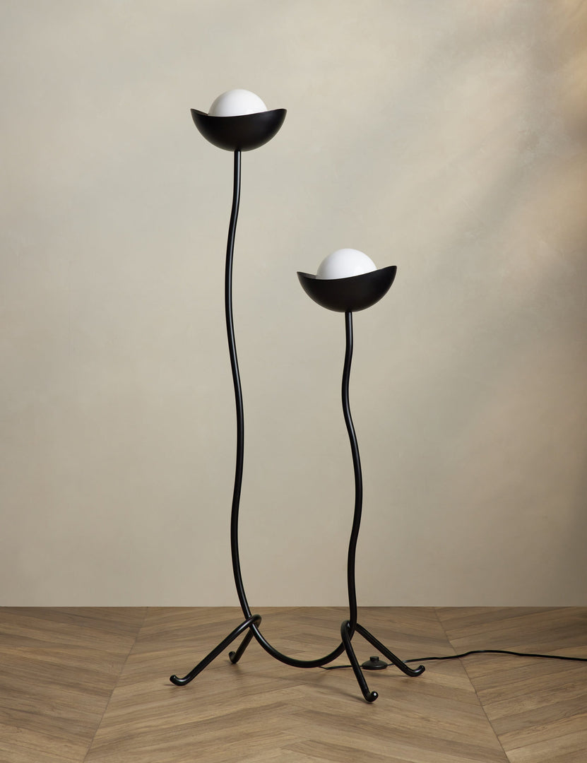 #color::bronze | Kukka modern two light wavy base floor lamp in bronze