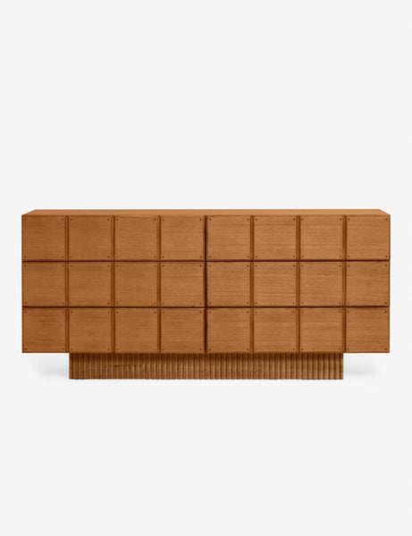 #color::russet | Close up view of the blockwork design on the Lee six drawer dresser