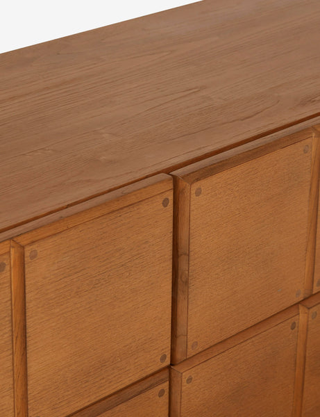 #color::russet | Close up view of the blockwork design on the Lee six drawer dresser