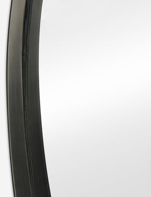 Close up view of the frame of the Leganza slim frame organic silhouette full length mirror by Aimee Song