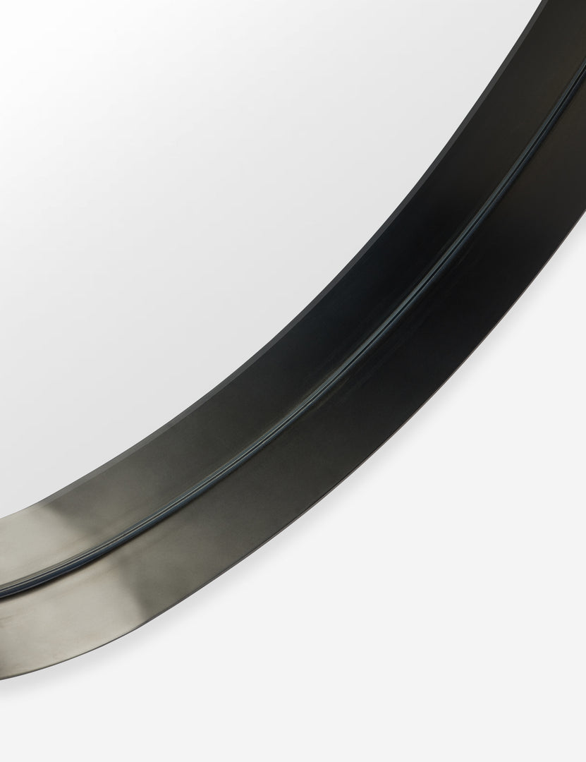 #color::pewter | Close up view of the frame of the Leganza slim frame organic silhouette full length mirror by Aimee Song