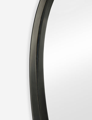 Close up view of the frame of the Leganza slim frame organic silhouette full length mirror by Aimee Song