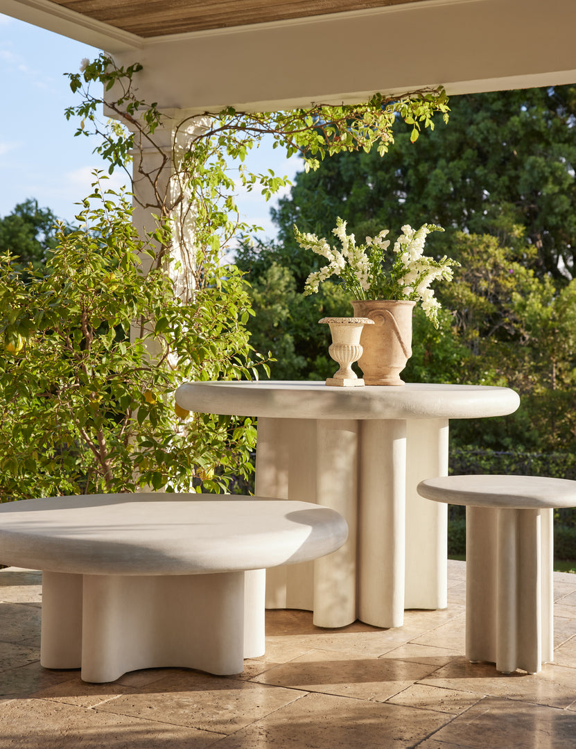 #color::ivory | Ruiz round cement outdoor table collection.