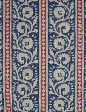 Livingston Linen Fabric Swatch, Indigo and Red
