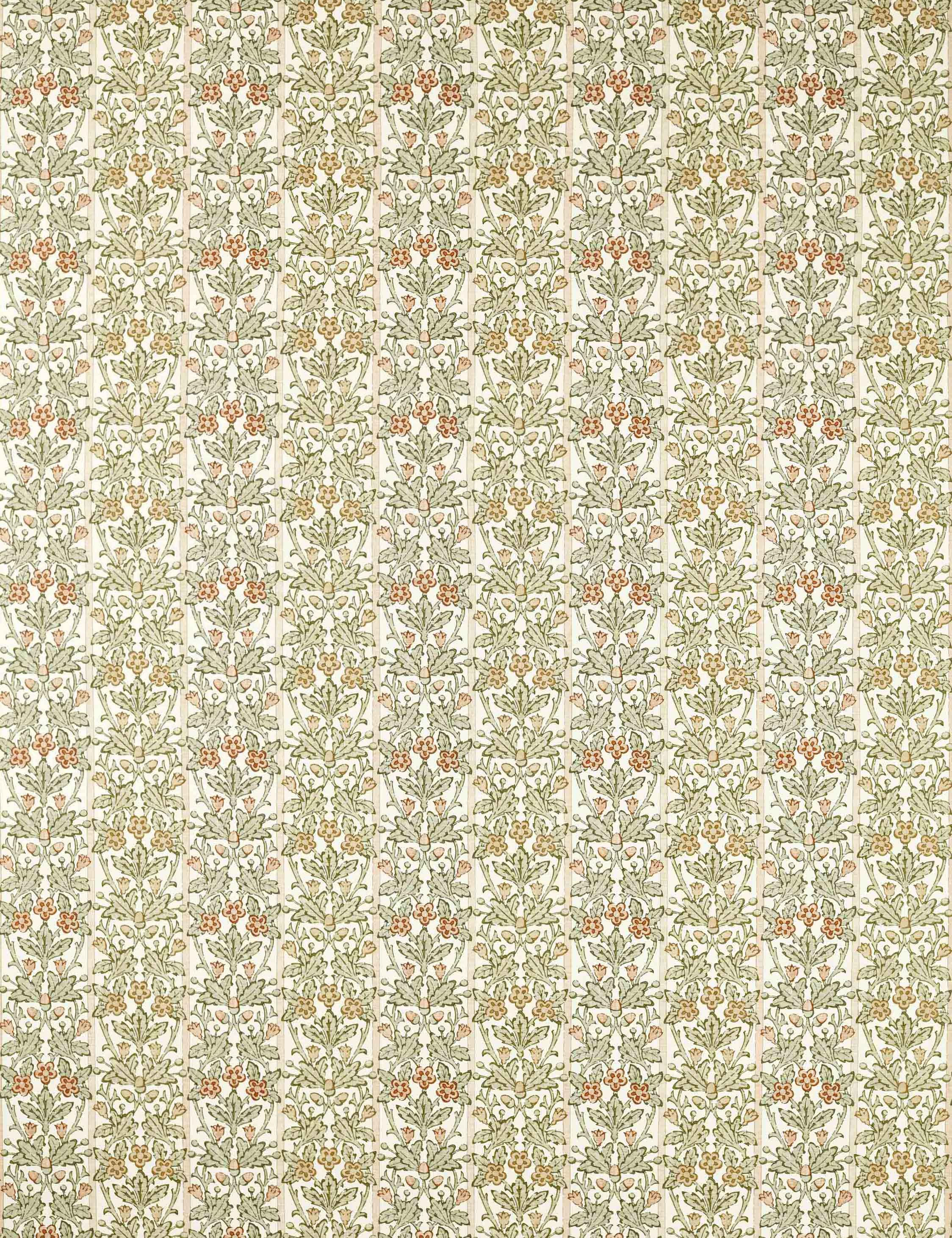 Oak & Blossom Fabric by Morris & Co, Chestnut and Primrose