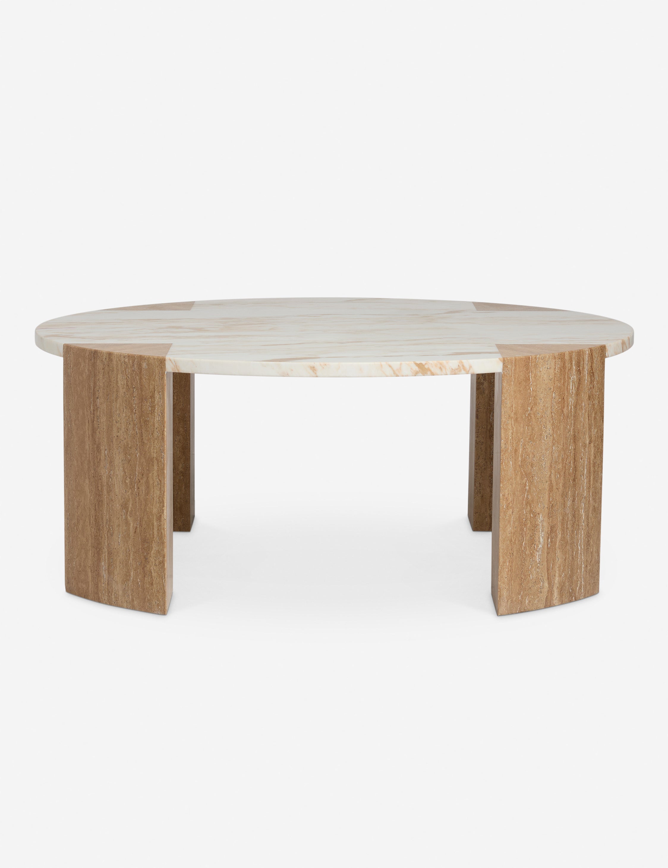 Open Box: Mahoe Round Coffee Table, Travertine and Marble by Carly Cushnie