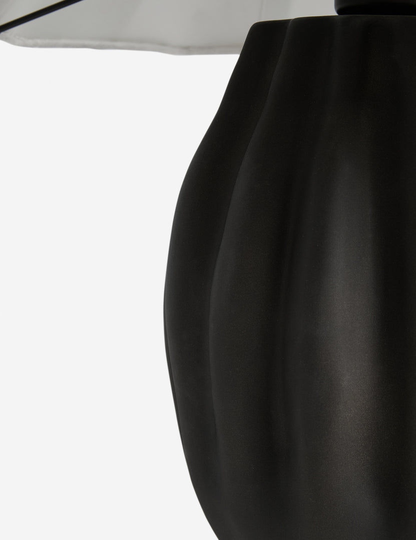 #color::black | Close up view of the Napa scalloped shade table lamp by Aimee Song
