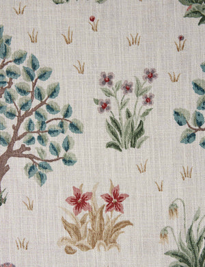 Orchard Viscose Fabric Swatch by Morris & Co. Orchard Bayleaf and Rose