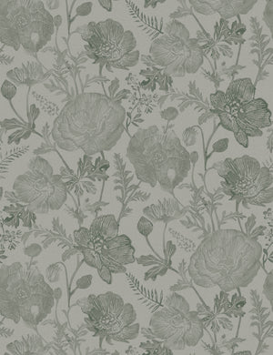 Poppies Textured Peel and Stick Wallpaper Swatch by Pure Salt, Moss