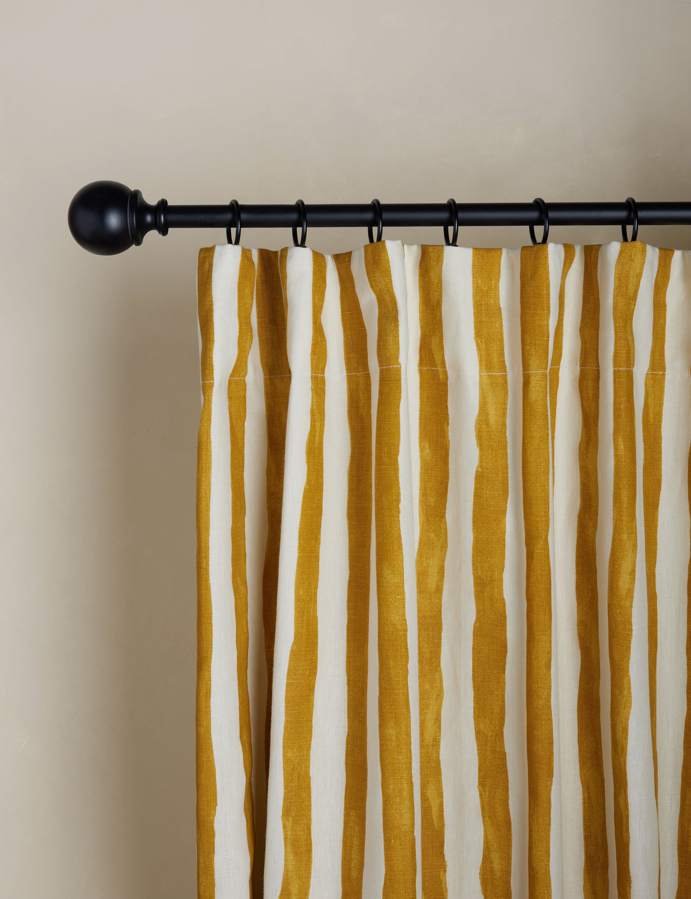 Lulu and Georgia Painterly Stripe Linen Curtain Panel - Thumbnail 4