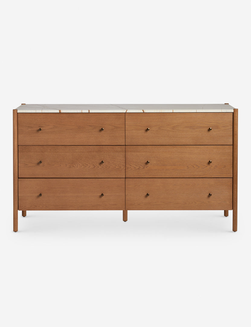 Philana Marble-Top Six-Drawer Dresser