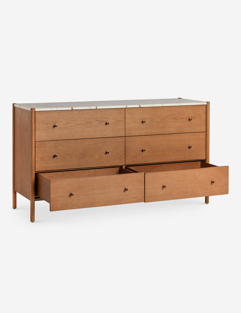 Philana Marble-Top Six-Drawer Dresser