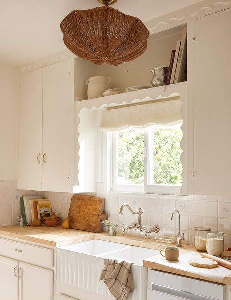 Oda Woven Rattan Semi-Flush Mount Light