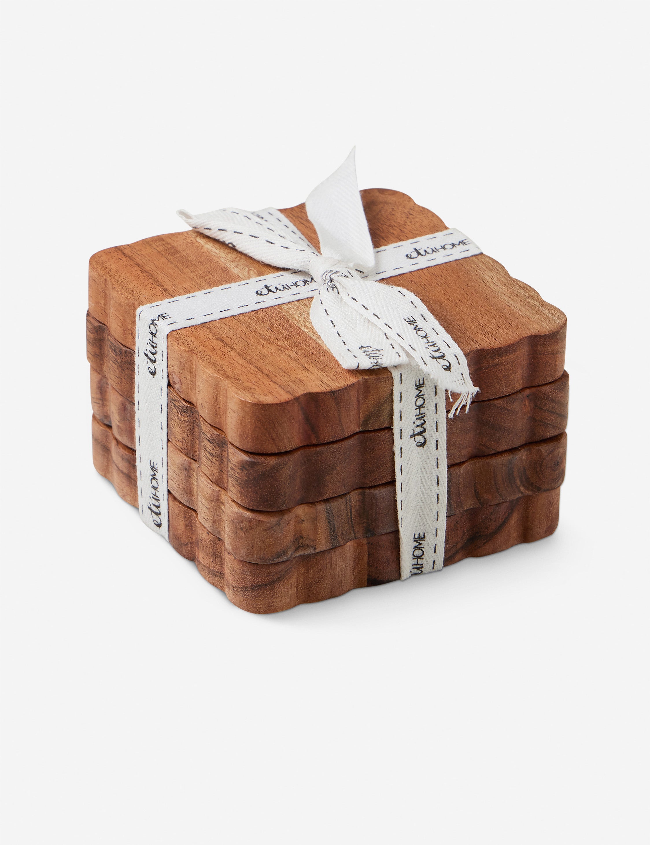 Scalloped Wood Coasters Set of 4 - Thumbnail 2