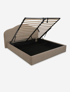 Open Box: Shara Storage Bed, Taupe Queen