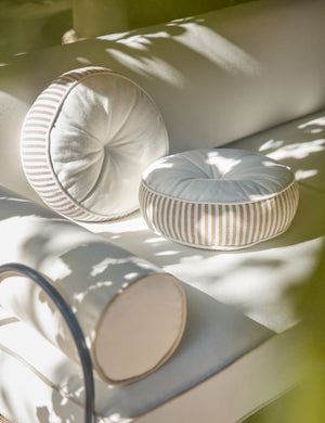 Littu Indoor / Outdoor Striped Disc Pillow by Sarah Sherman Samuel in Brown