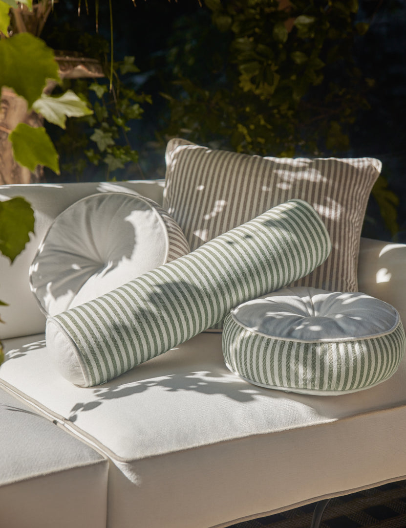 | Various colors and sizes of the Littu Indoor / Outdoor Striped Pillows by Sarah Sherman Samuel
