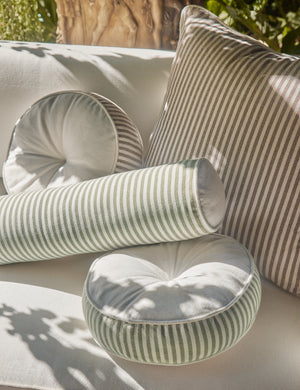 Various colors and sizes of the Littu Indoor / Outdoor Striped Pillows by Sarah Sherman Samuel