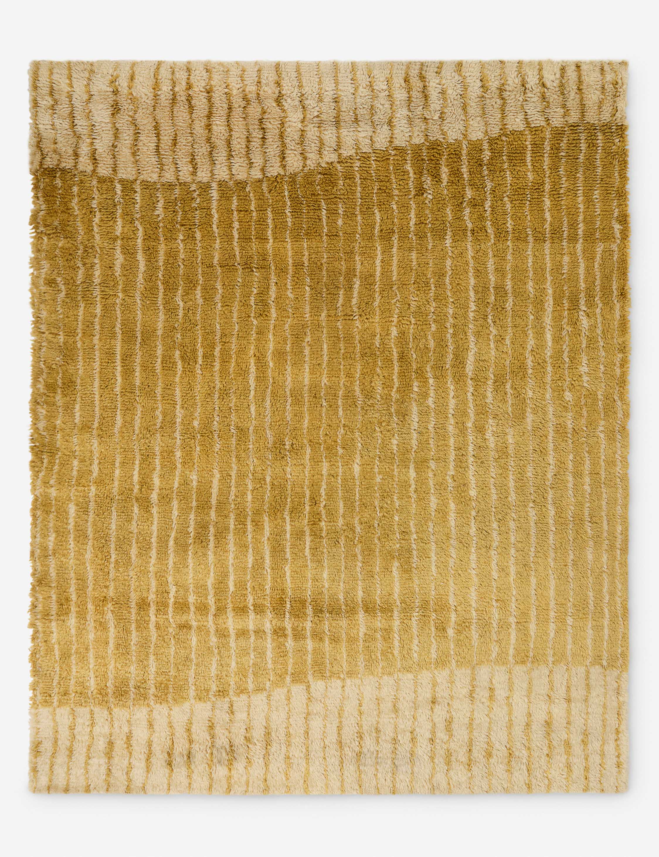 #color::ochre #size::6--x-9- #size::8--x-10- #size::9--x-12- #size::10--x-14- #size::12--x-15- | Bhari thick organic design hand-knotted wool rug.