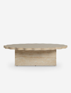 Open Box: Scalloped Indoor / Outdoor Coffee Table, Beige Marble by Sarah Sherman Samuel