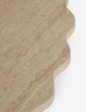 Open Box: Scalloped Indoor / Outdoor Coffee Table, Beige Marble by Sarah Sherman Samuel