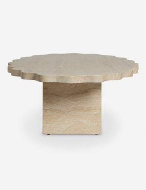 Open Box: Scalloped Indoor / Outdoor Coffee Table, Beige Marble by Sarah Sherman Samuel