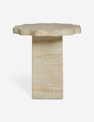 Open Box: Scalloped Indoor / Outdoor Side Table, Beige Marble by Sarah Sherman Samuel