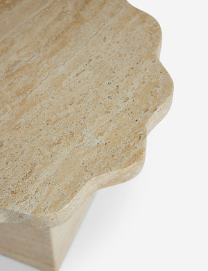 Open Box: Scalloped Indoor / Outdoor Side Table, Beige Marble by Sarah Sherman Samuel