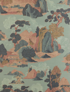 Scenic Landscape Grasscloth Wallpaper Swatch by Aimee Song