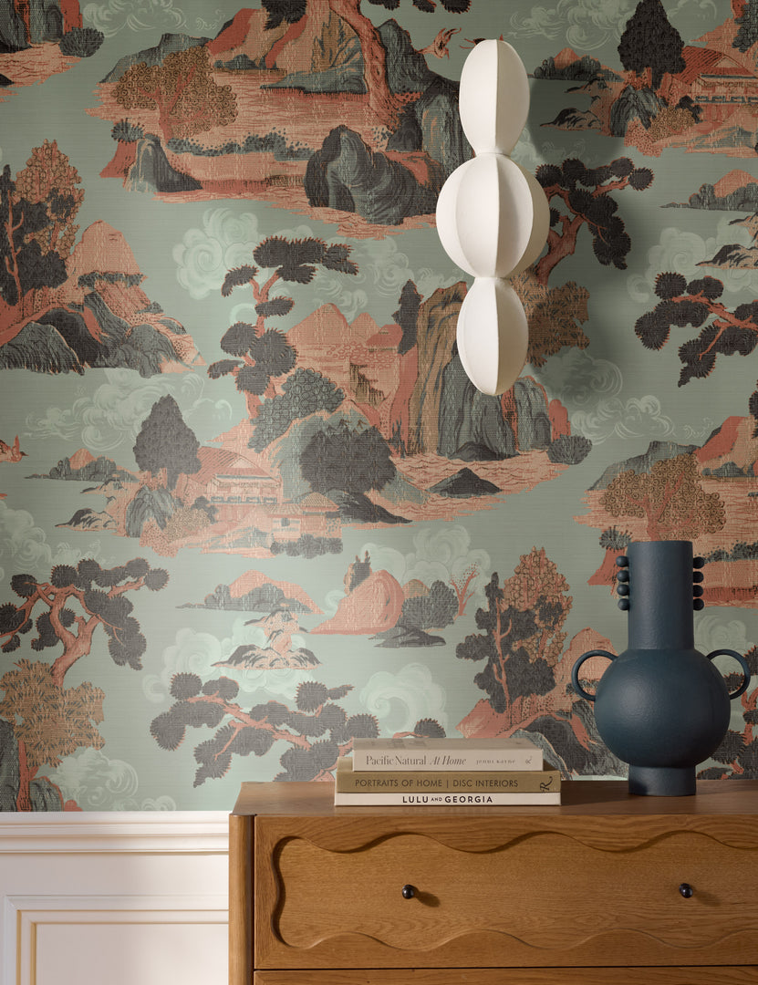 #color::blue | Scenic Landscape woven grasscloth wallpaper by Aimee Song