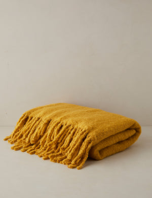 Snug faux mohair throw blanket in goldenrod