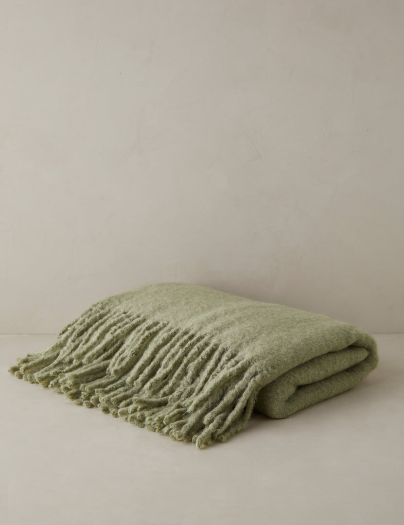 #color::lichen | Snug faux mohair throw blanket in lichen green